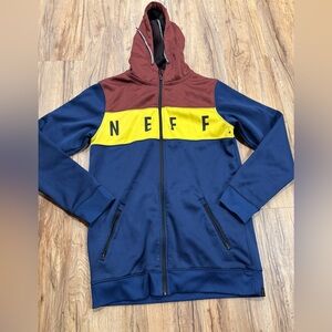 Neff Shredder Hoodie Mens Medium Blue Softshell Full Zip Big Logo Outerwear